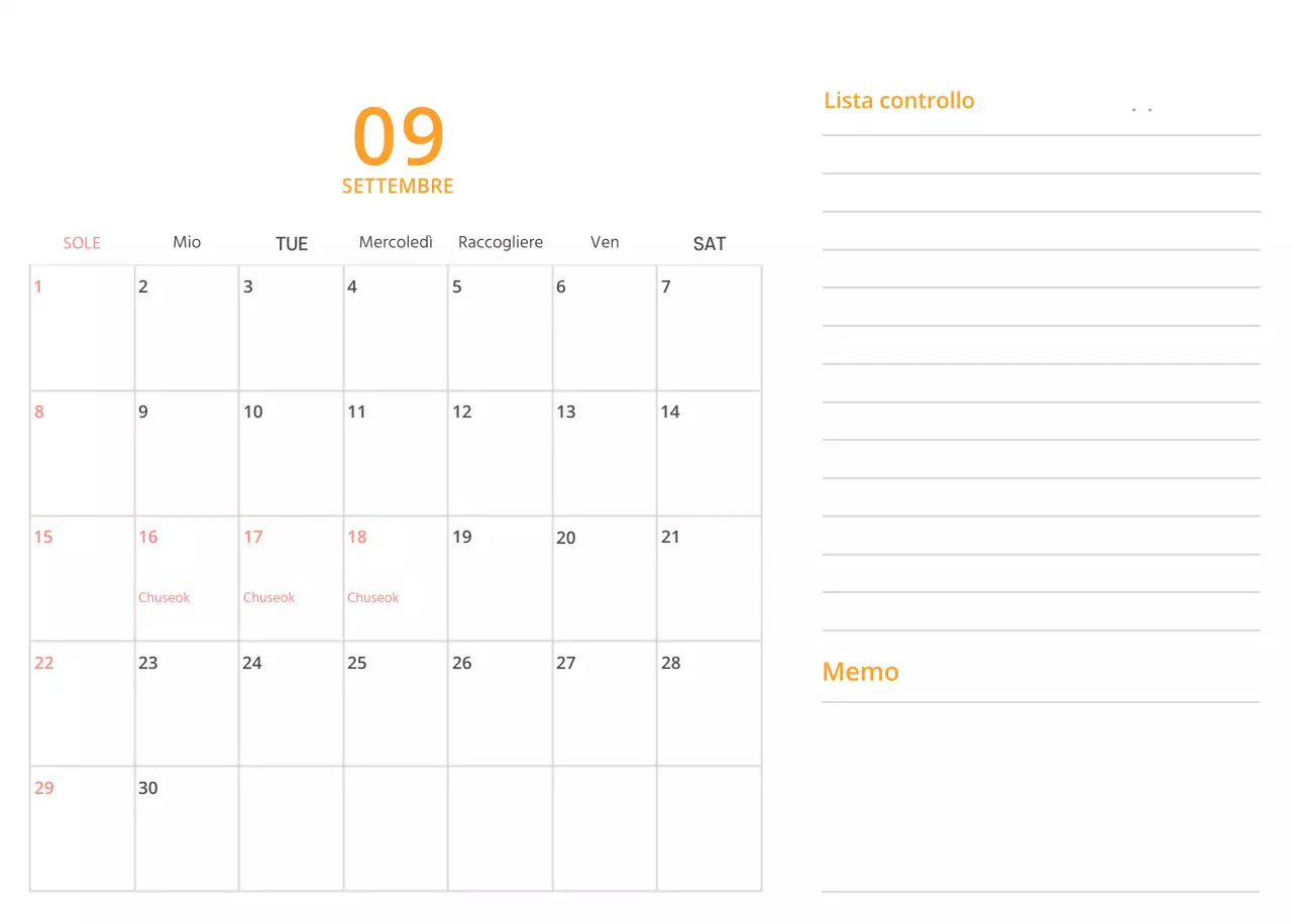 Simpatico calendario da tavolo illustrato verde a tema famiglia