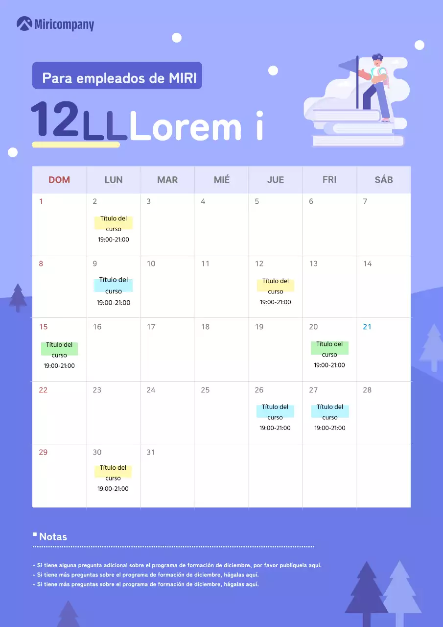 Sobre el calendario de entrenamiento morado y bonito