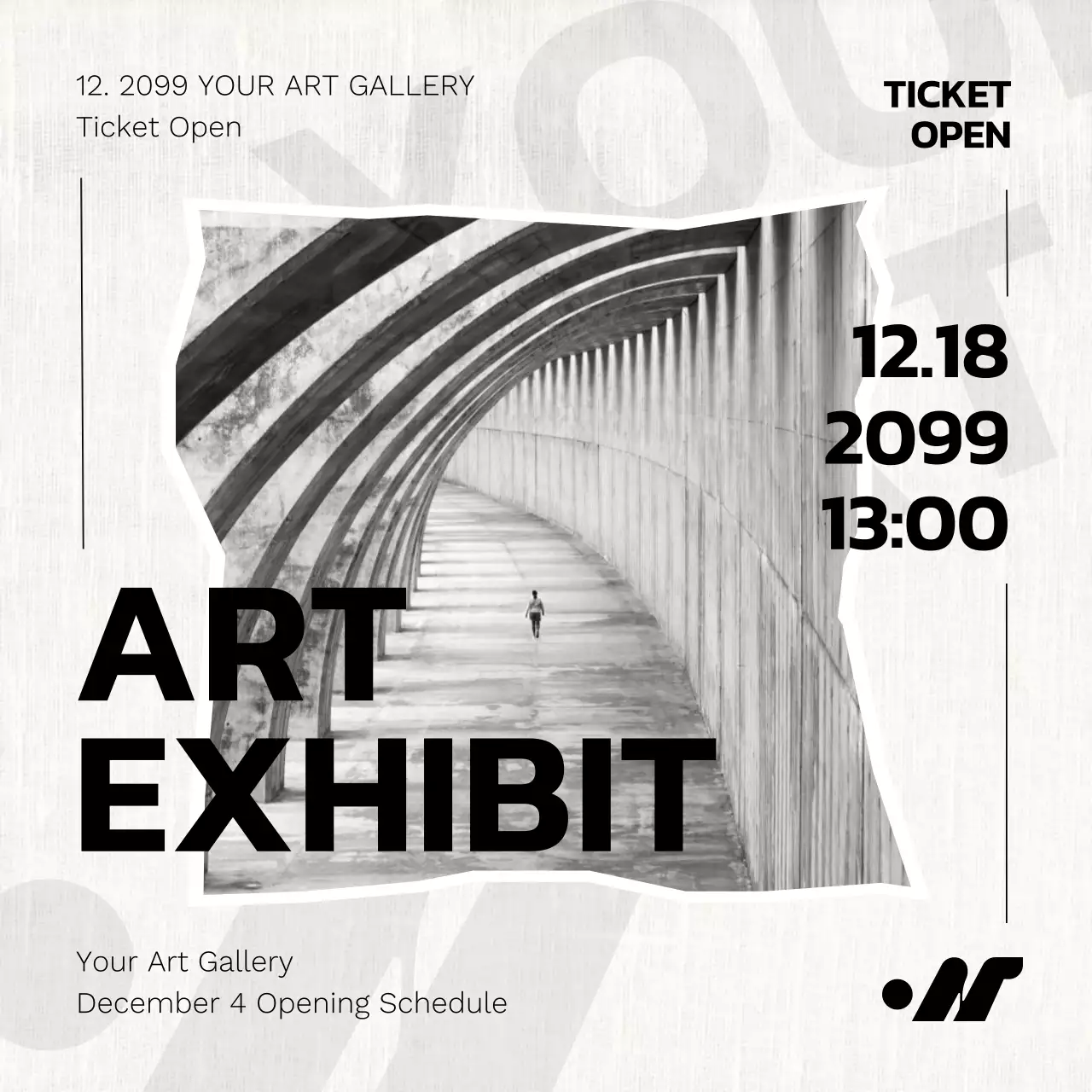 블랙 모던 아트 전시회 소셜 미디어 게시물