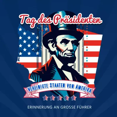 Blau und Rot Vintage Presidents' Day Celebration Anzeige