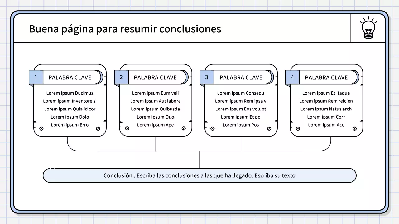 Un sencillo informe de síntesis de color azul claro
