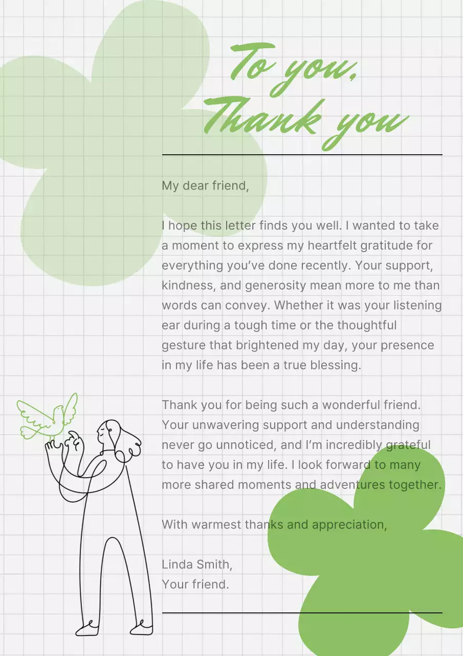 Green Floral Thank You Letter
