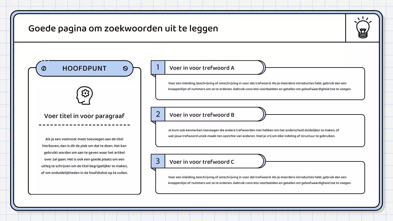 Een eenvoudig, lichtblauw samenvattend rapport