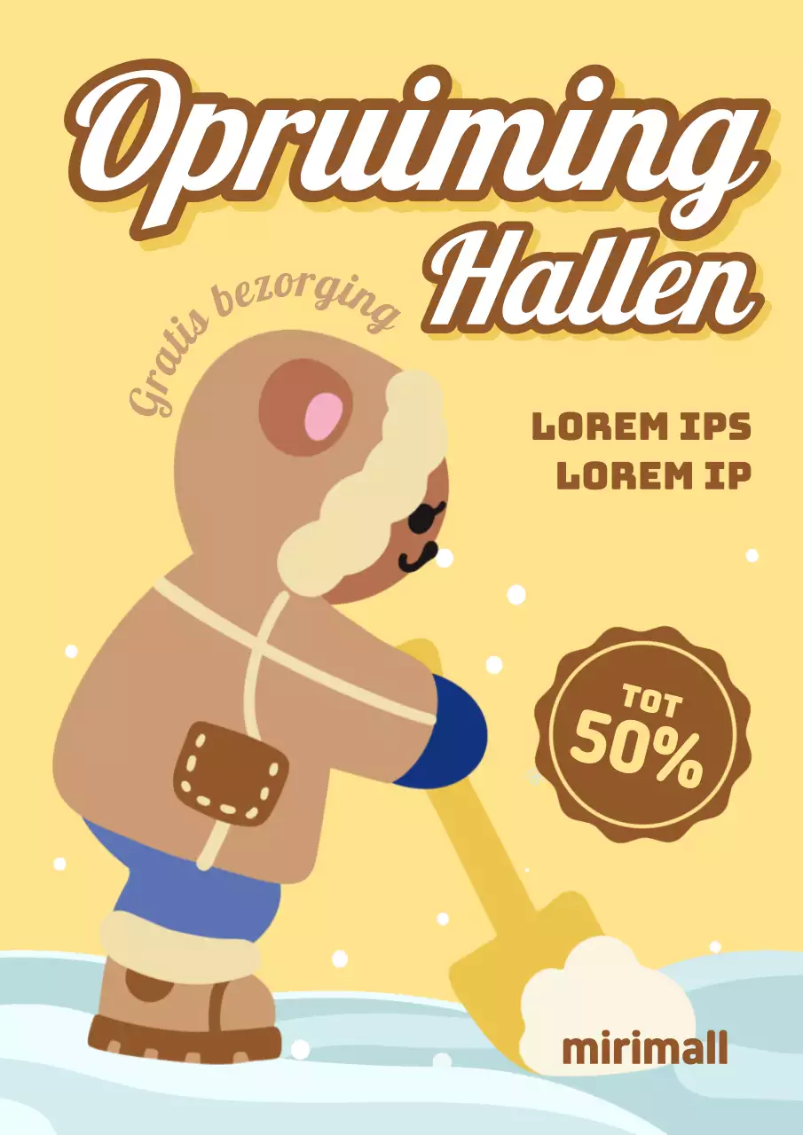 Pop-art geel en bruin eindejaarsuitverkoop advertentie