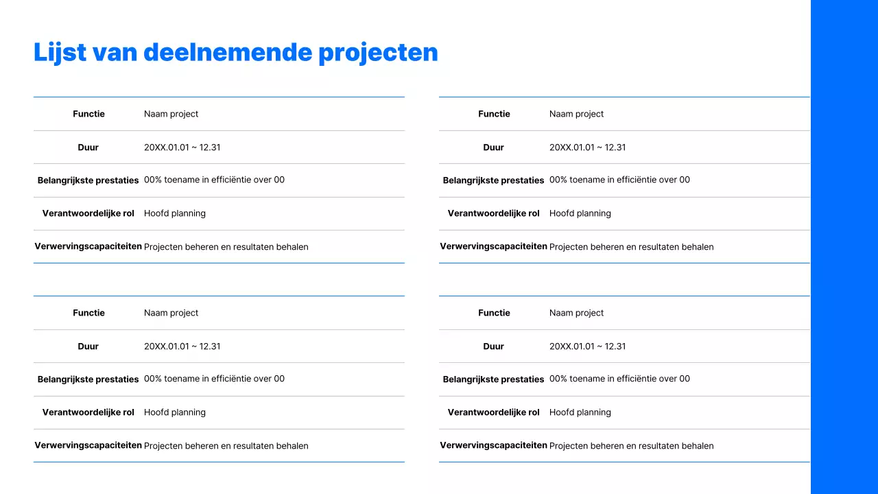 Eenvoudige carrière portfolio met blauwe achtergrond