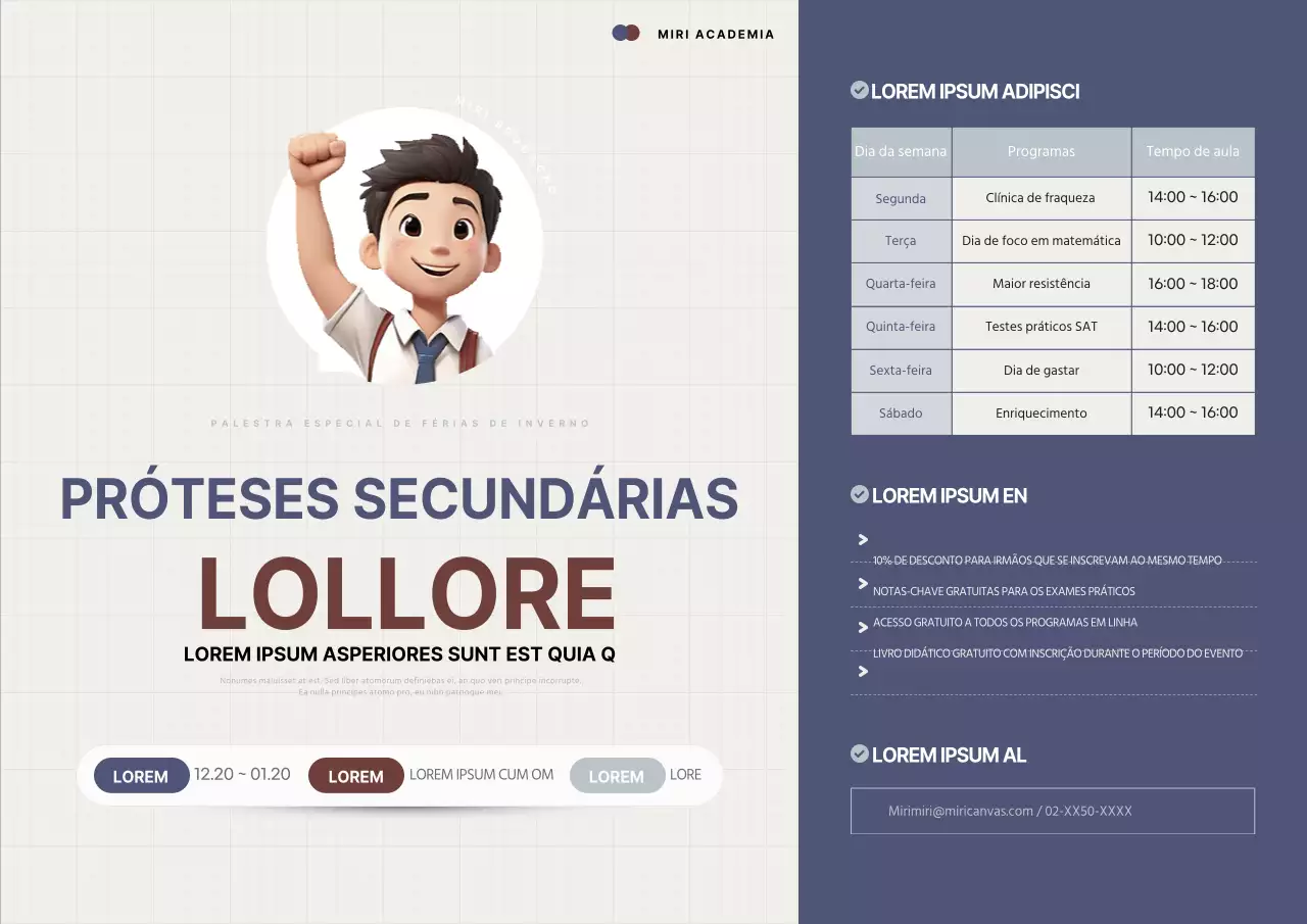 Promova as promoções das férias de inverno da sua escola em azul-marinho e castanho
