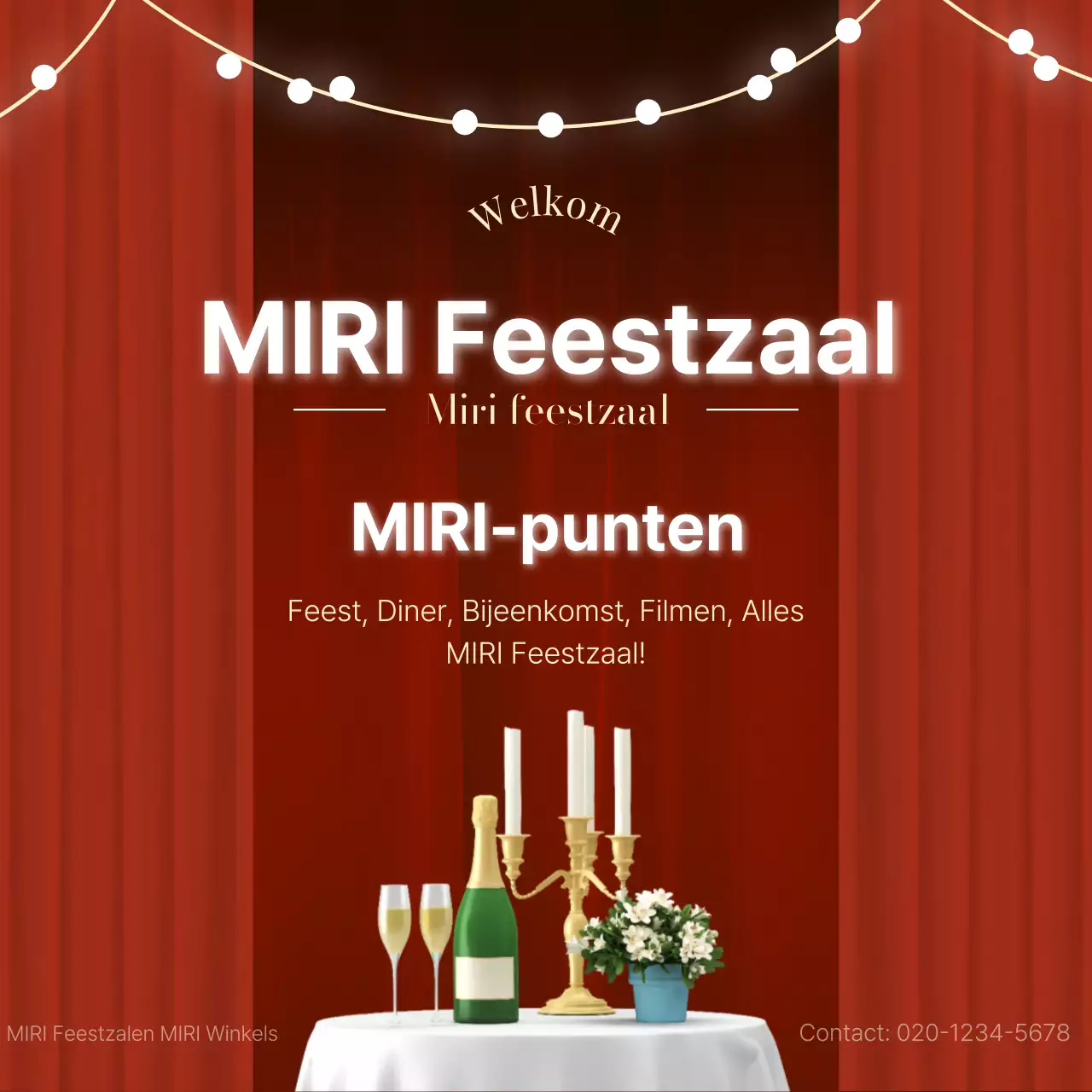 Promoot de verhuur van een luxueuze feestzaal in rood en wit