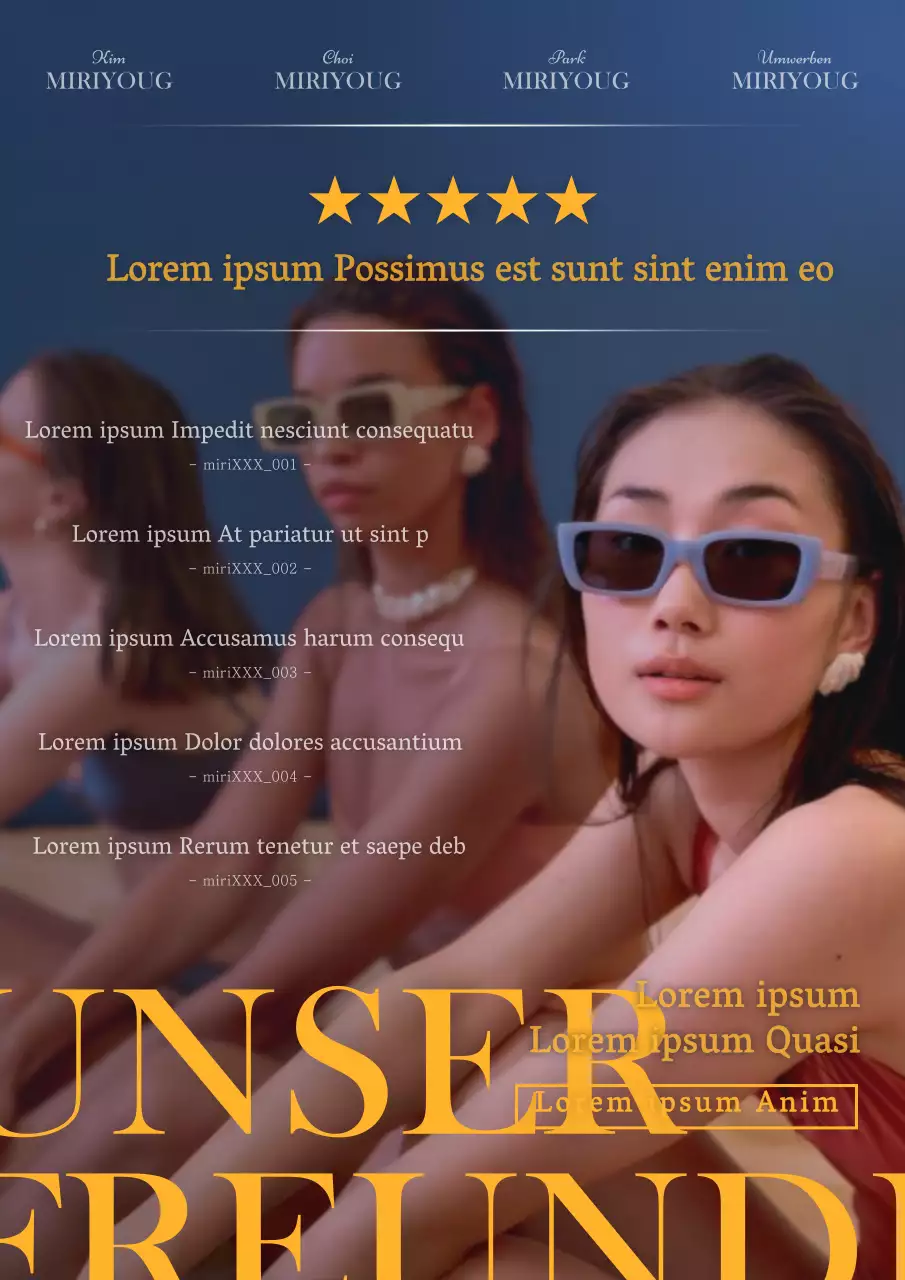 Werbung für moderne Filmkritiken in Hellblau und Gelb