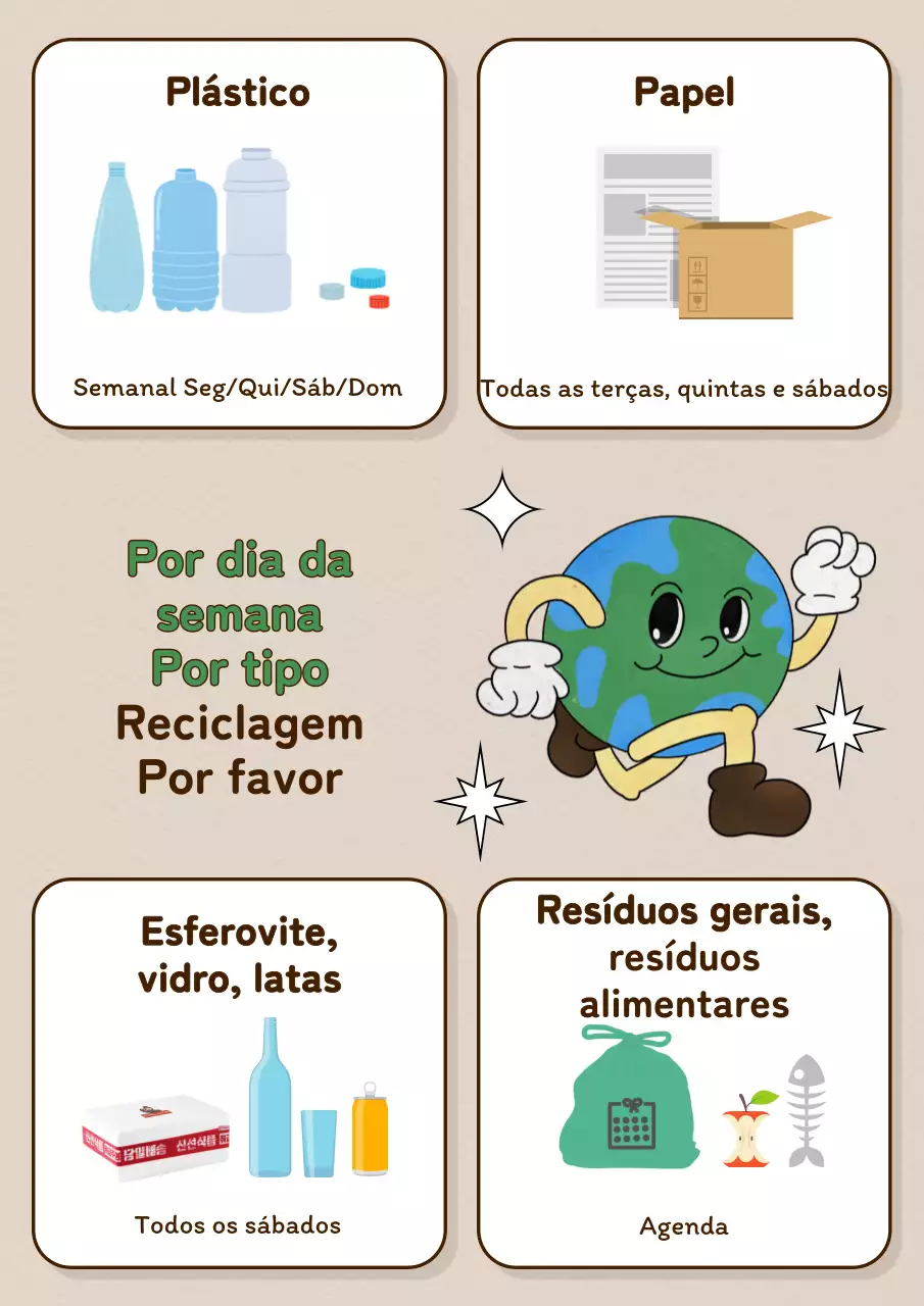 Um simples aviso de lixo verde e castanho