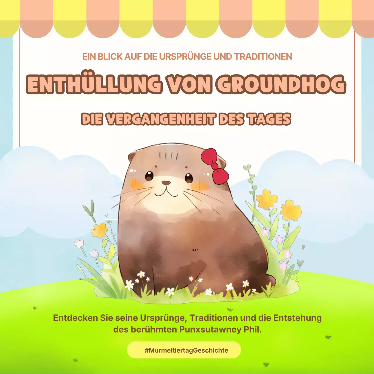 Grün und Himmelblau Einfache Murmeltiertag Geschichte Anzeige