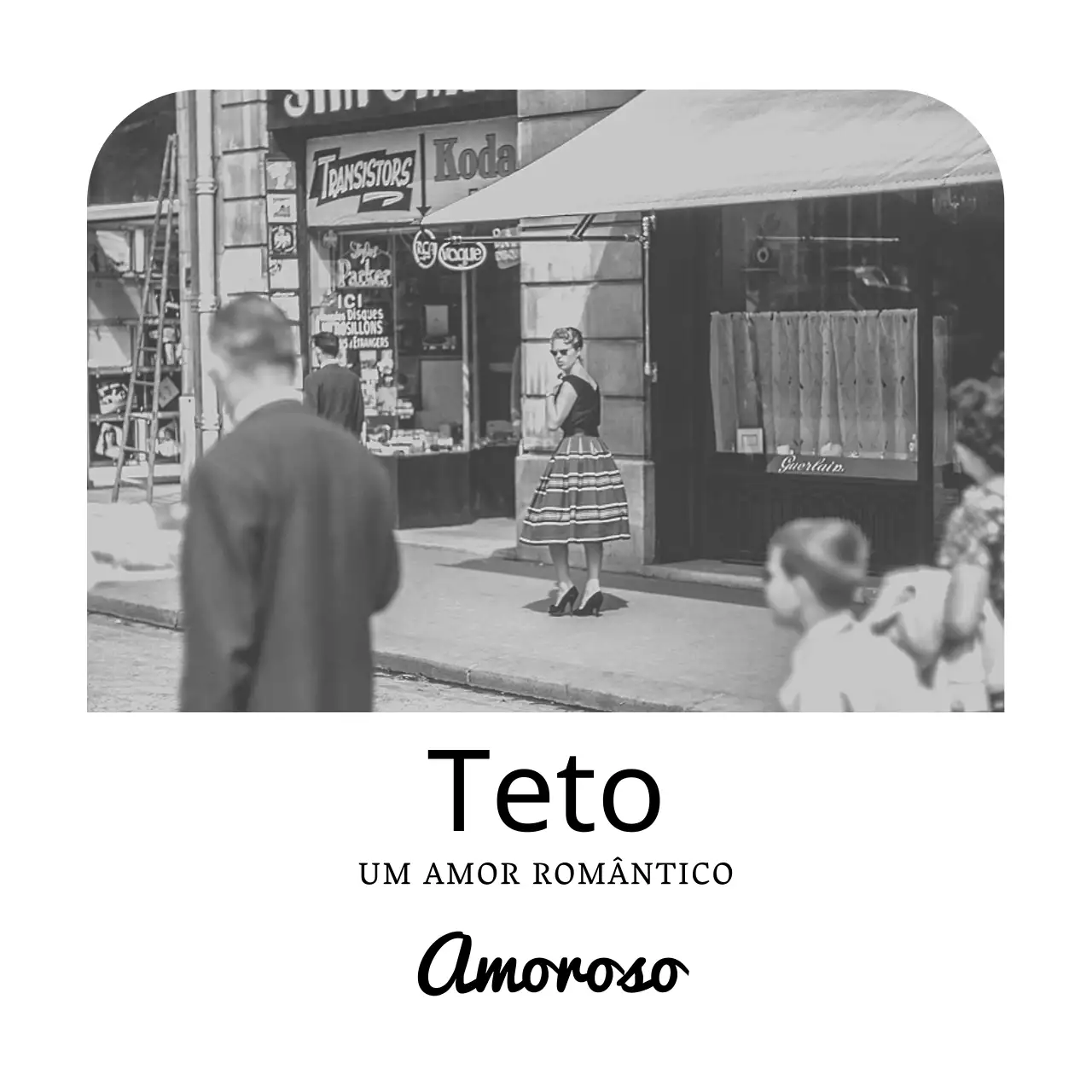 Pub de inspiração vintage com imagens a preto e branco e tipo de letra serifado