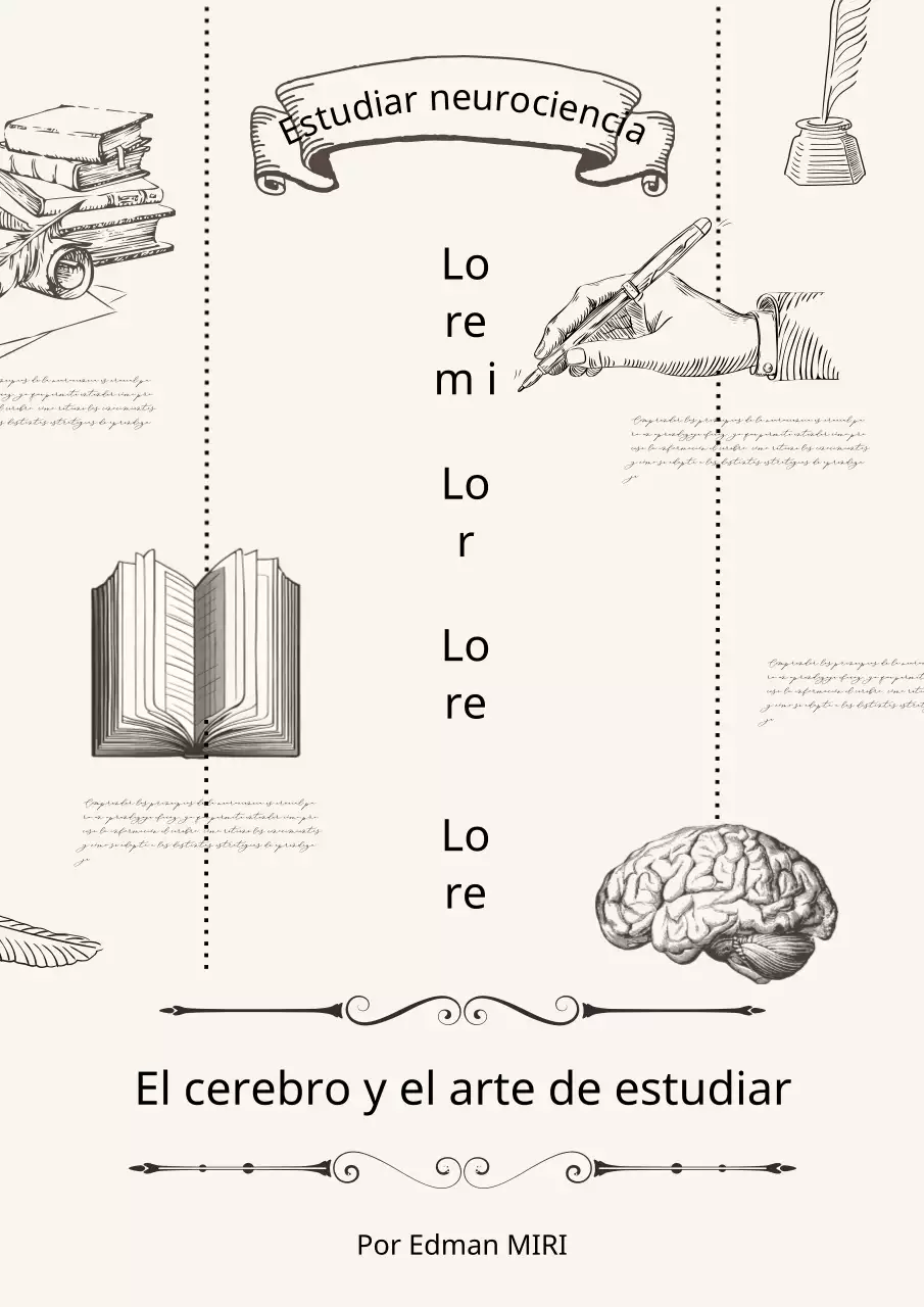 Funda clásica de ciencias del cerebro y técnicas de estudio en beige y negro