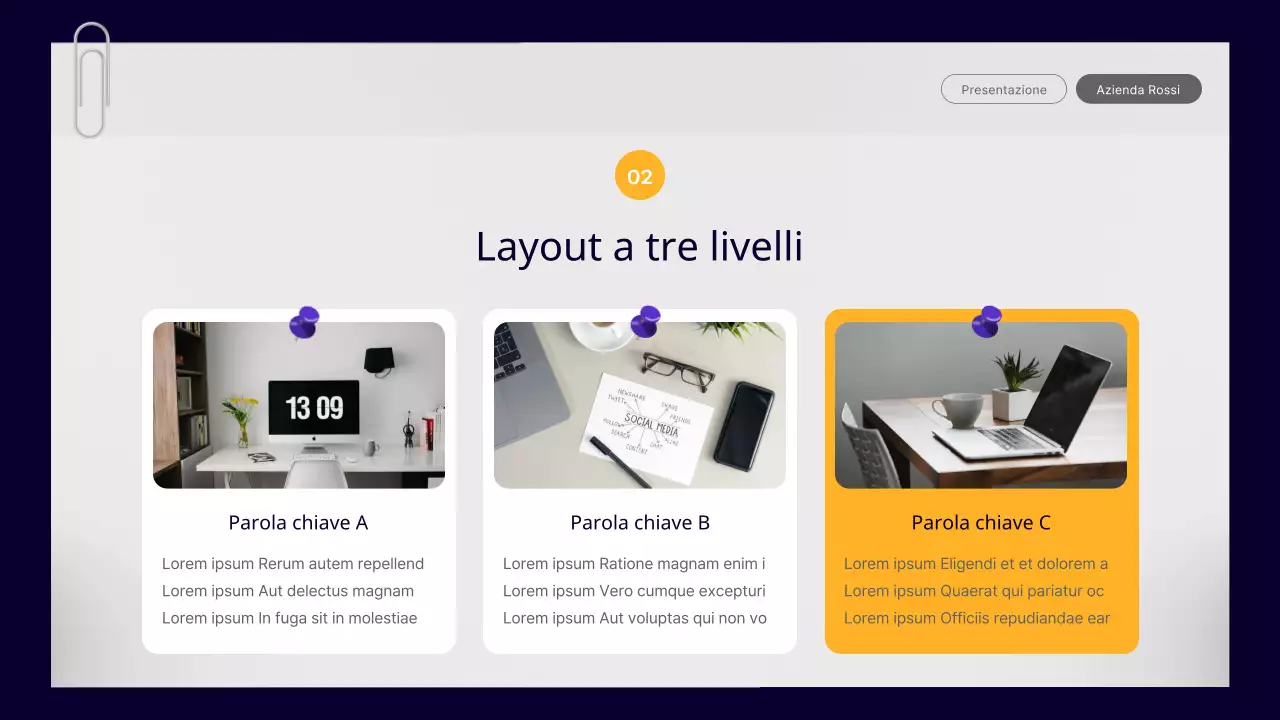 Un semplice rapporto di lavoro per impiegati in viola e giallo