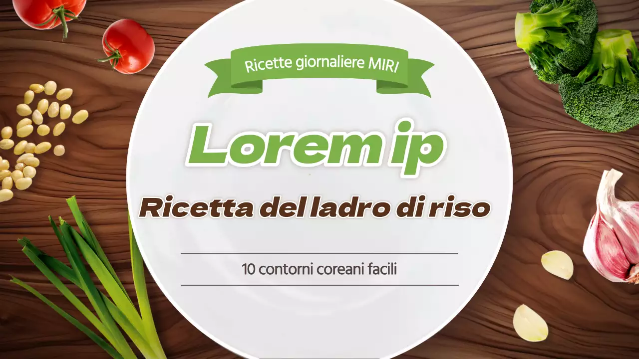 Ricetta base del ladro di riso coreano di contorno nei colori marrone e verde chiaro