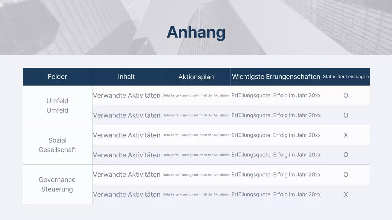 Ein einfacher ESG-Bericht in Marineblau und Hellblau
