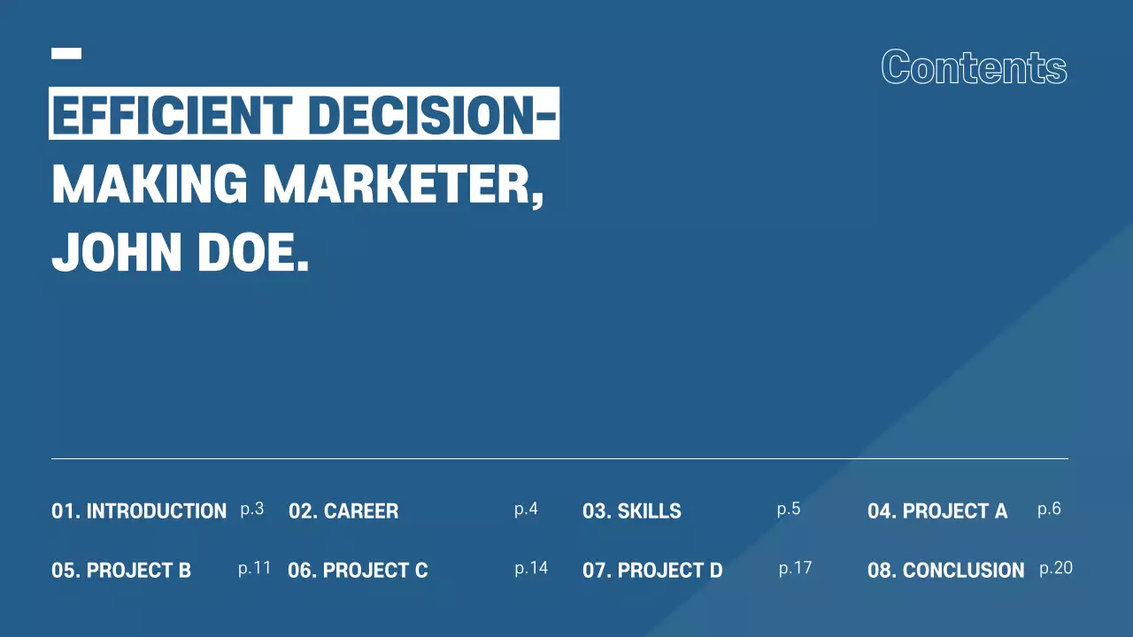 블루 프로페셔널 커리어 포트폴리오 프레젠테이션