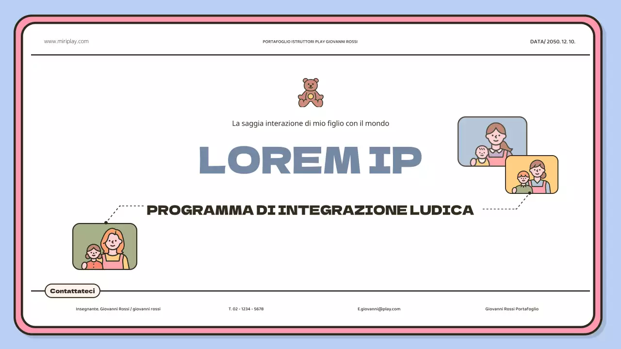 Una simpatica cartella per istruttori di bambini e bambine in azzurro e rosa.