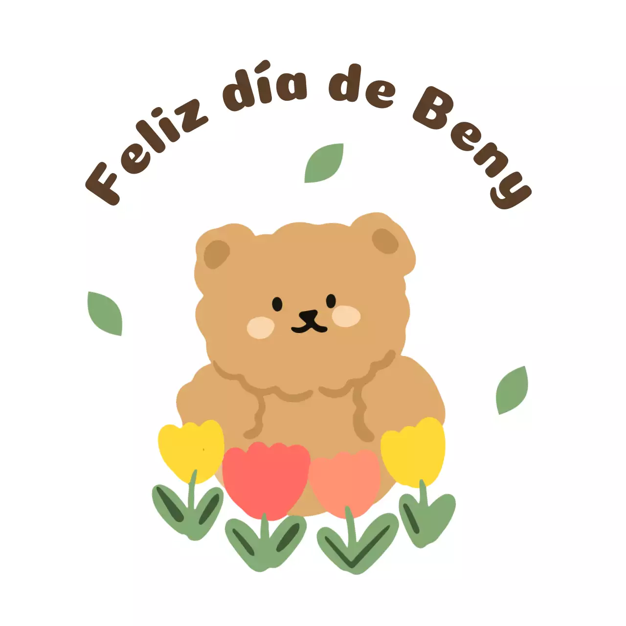 Bonito diseño de papel de osito con flores