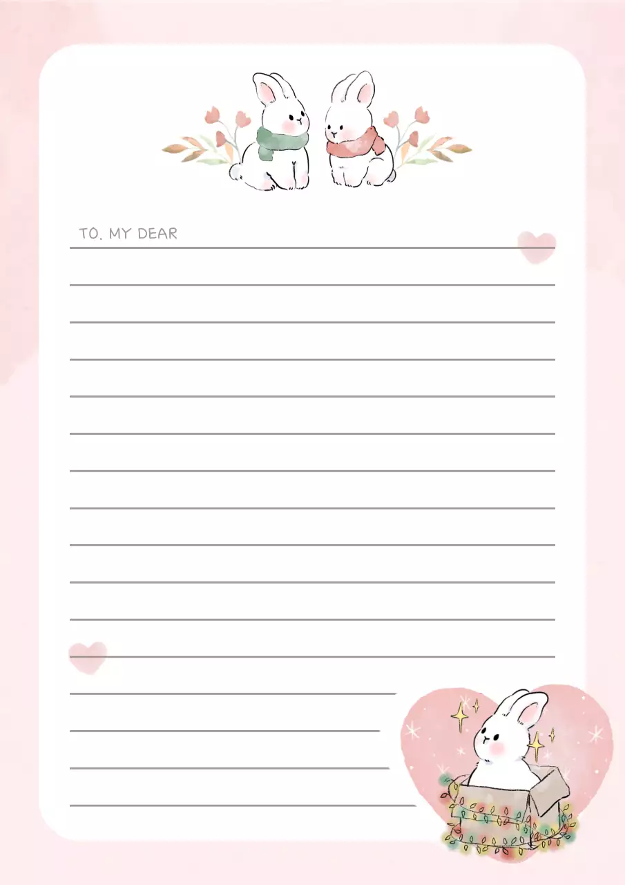 Pink Cute Bunny Letter
