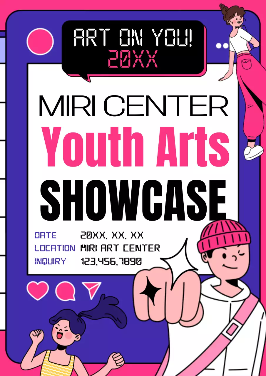 Pink Trendy Arts Event Poster