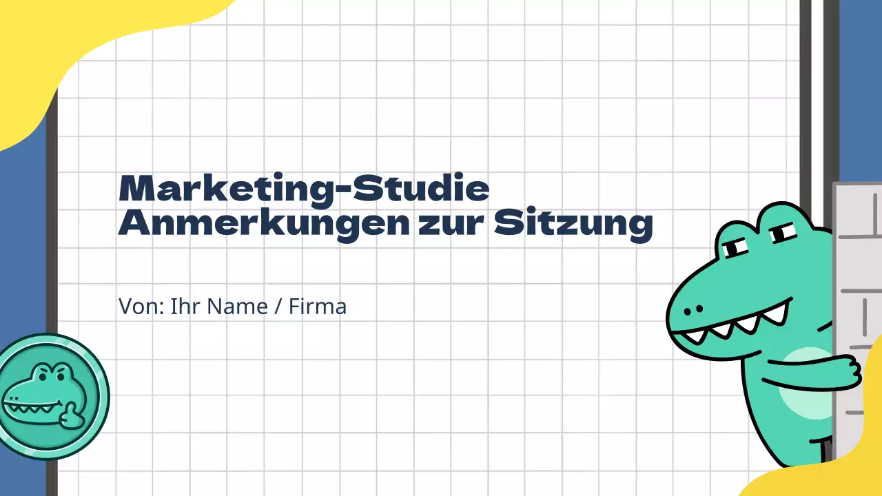 Blaue und gelbe Trendy Marketing Studie Notizen Bericht