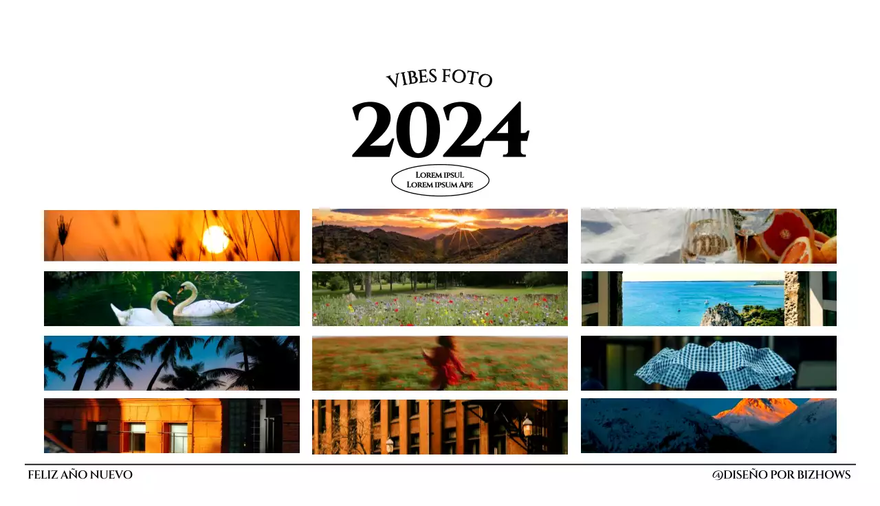 Calendario de pared de estilo sencillo con concepto de fotografía de viajes emocional en blanco y negro