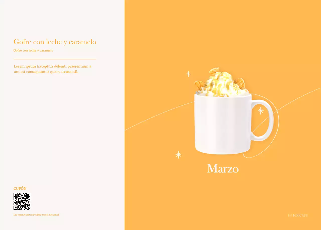 Calendario de cafés con recomendaciones de bebidas del mes