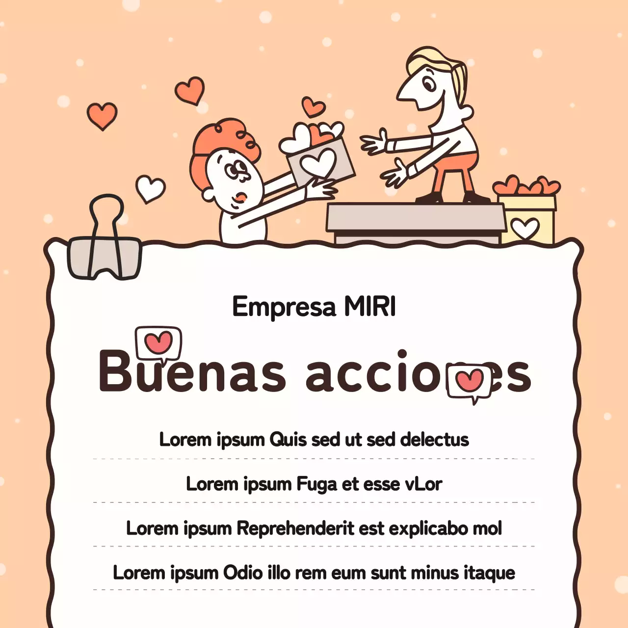 Promocione las buenas acciones de su empresa en naranja y amarillo