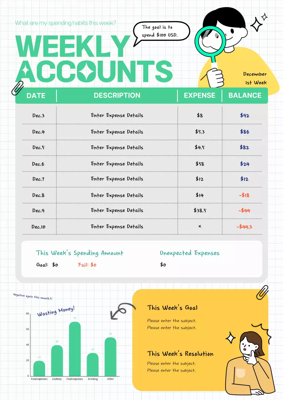 Green Modern Expense Planner