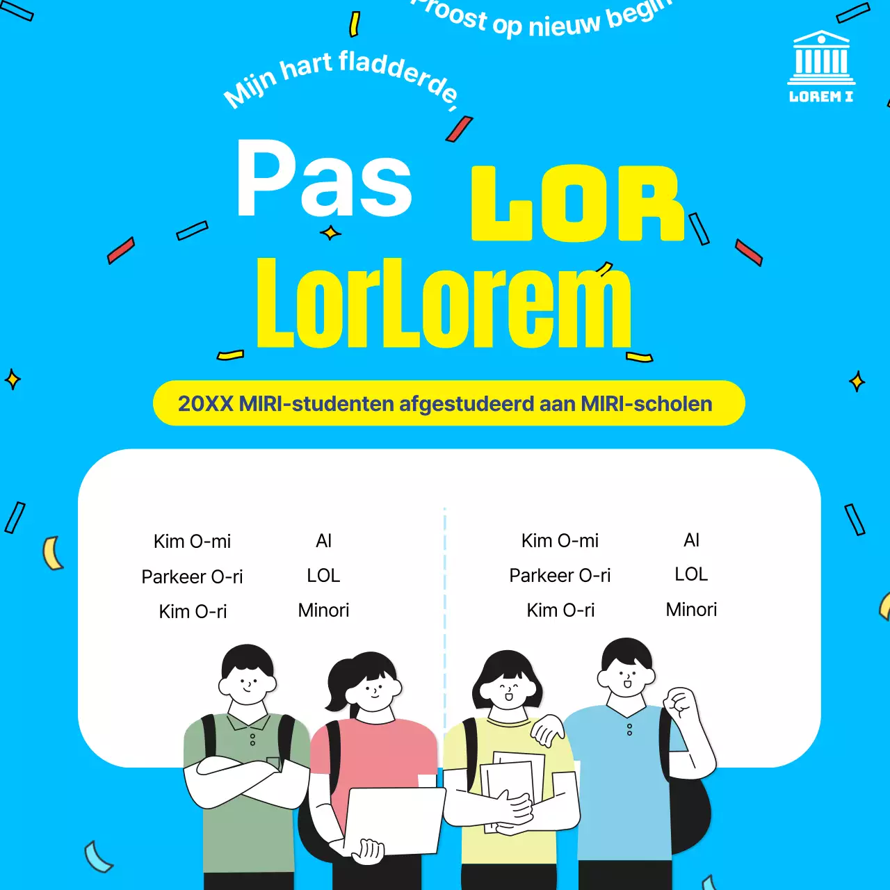 Lichtblauwe en gele toelatingslijst aankondiging