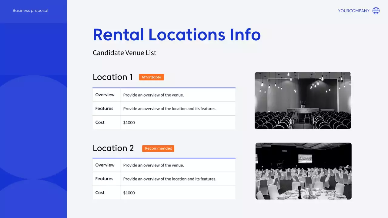 블루 모던 이벤트 플래너 가이드 프레젠테이션