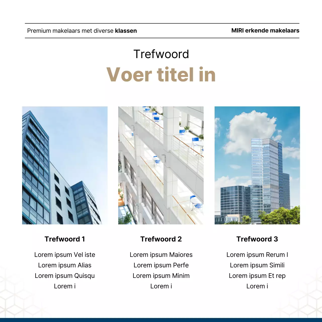 Luxueus vastgoed in marineblauw en goud door een makelaar.