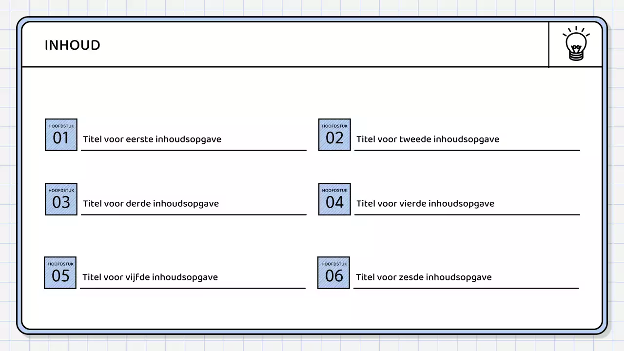 Een eenvoudig, lichtblauw samenvattend rapport