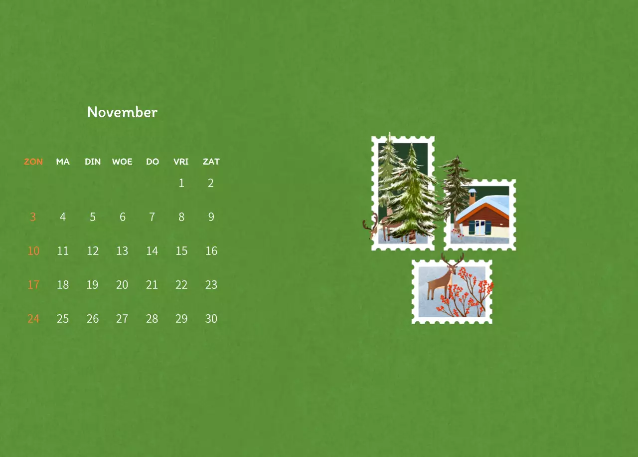 Stempelillustraties met een warm concept