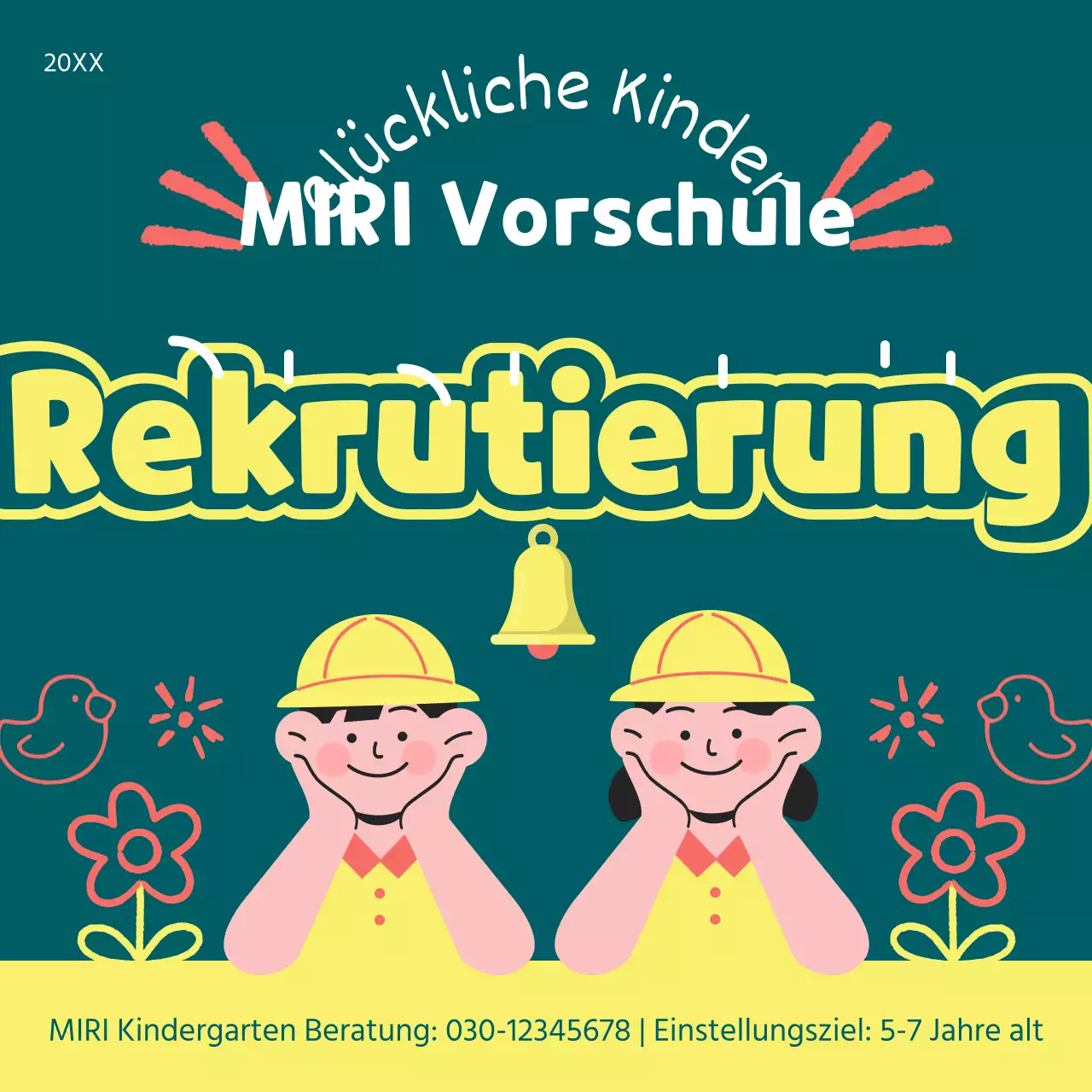 Gelbe und grüne Vorschul-Einstellungsstelle