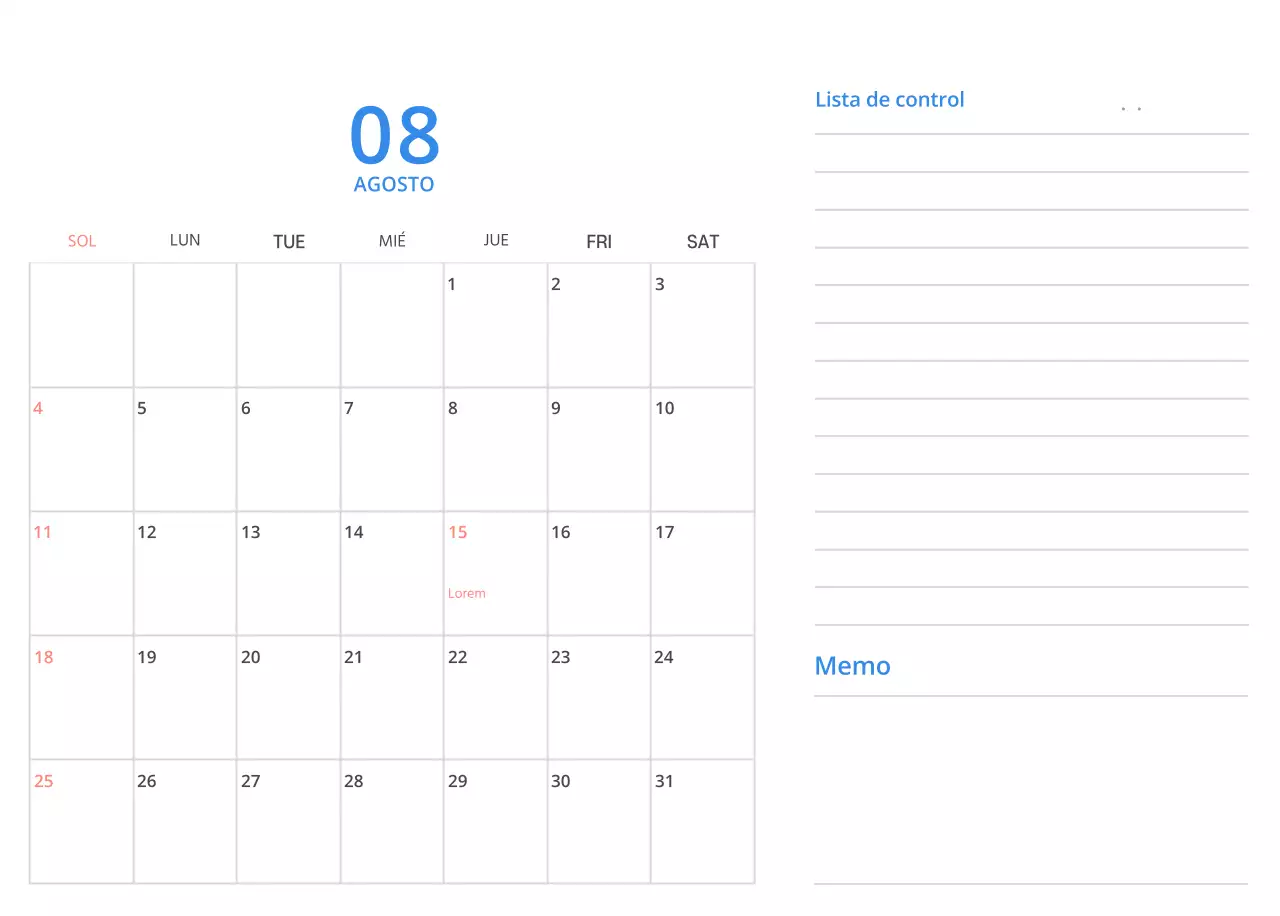 Bonito calendario de sobremesa ilustrado de temática familiar en color verde