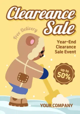 Yellow Retro Clearance Promotion Poster