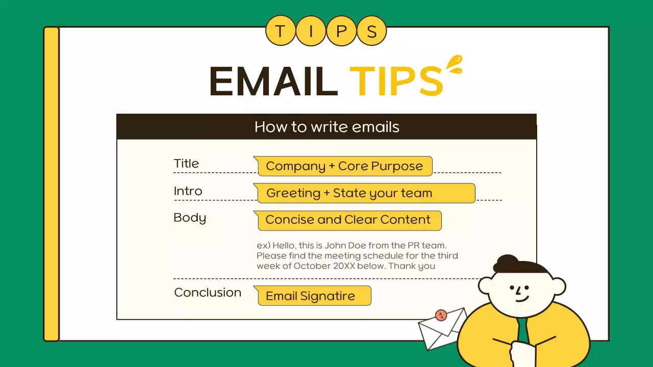 노랑과 초록색의 심플한 직장생활 업무 꿀팁 정보