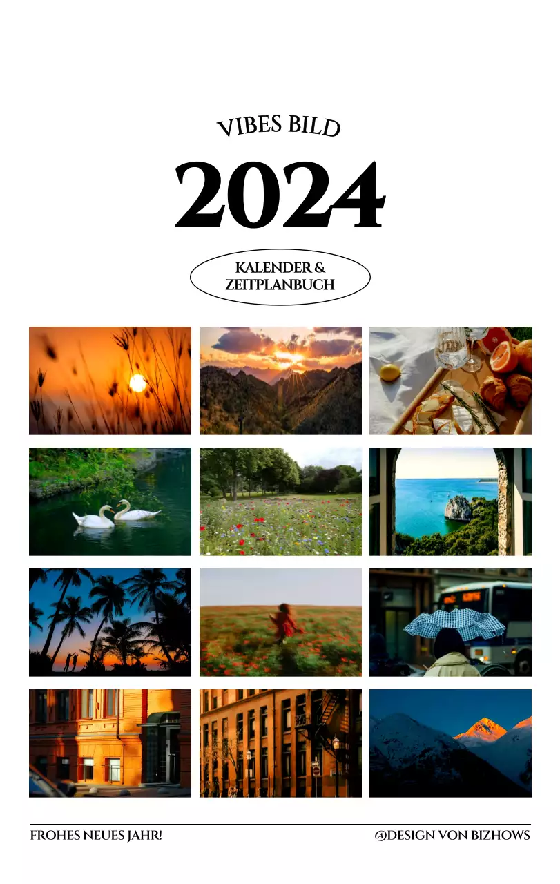 Einfacher Stil Wandkalender mit schwarz-weiß emotionalen Reisefotografie Konzept