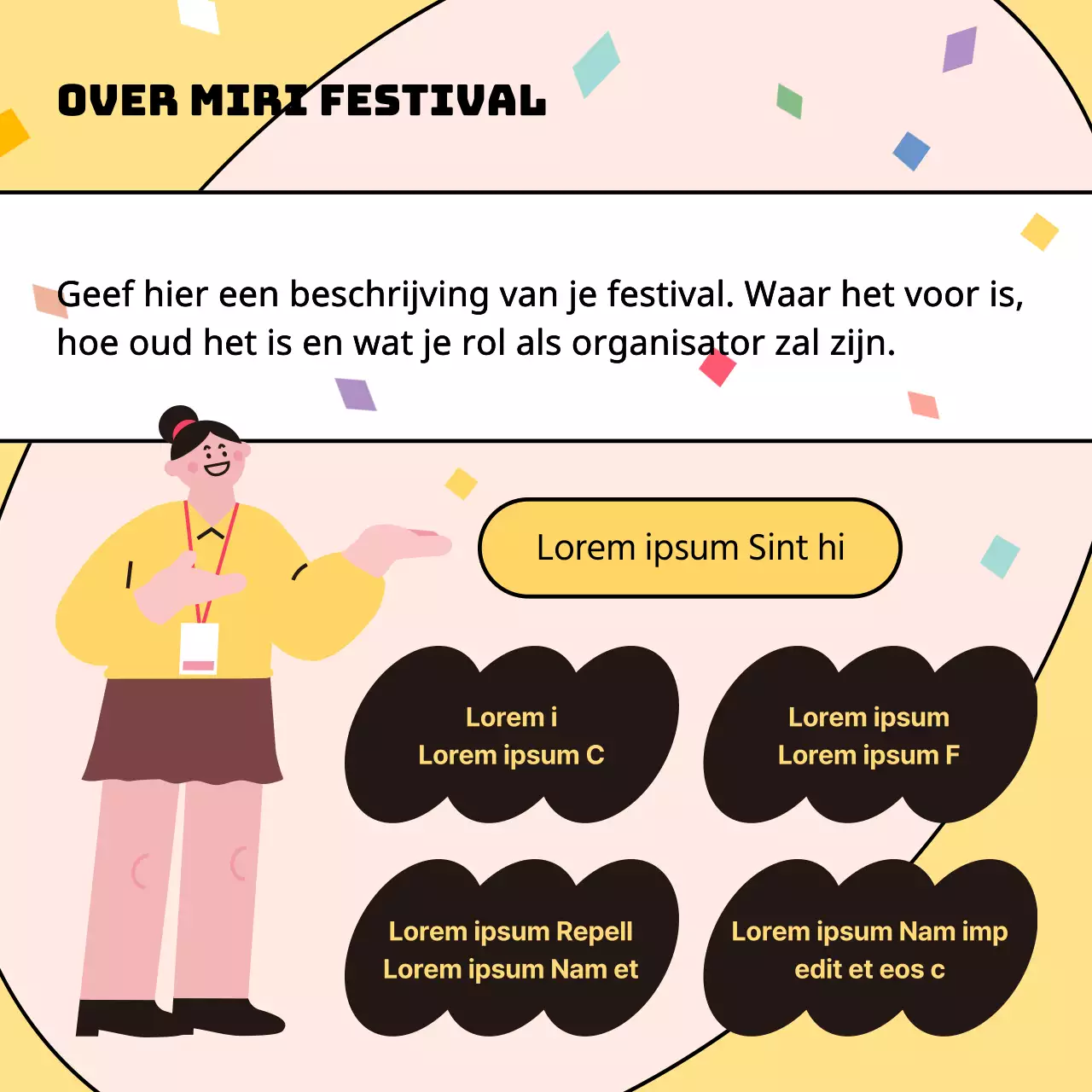 Promoot het jeugdfestival met een knal geel en roze.