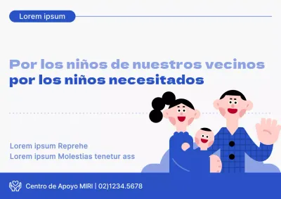 Promocione su campaña de donaciones en bonitos colores azul y celeste