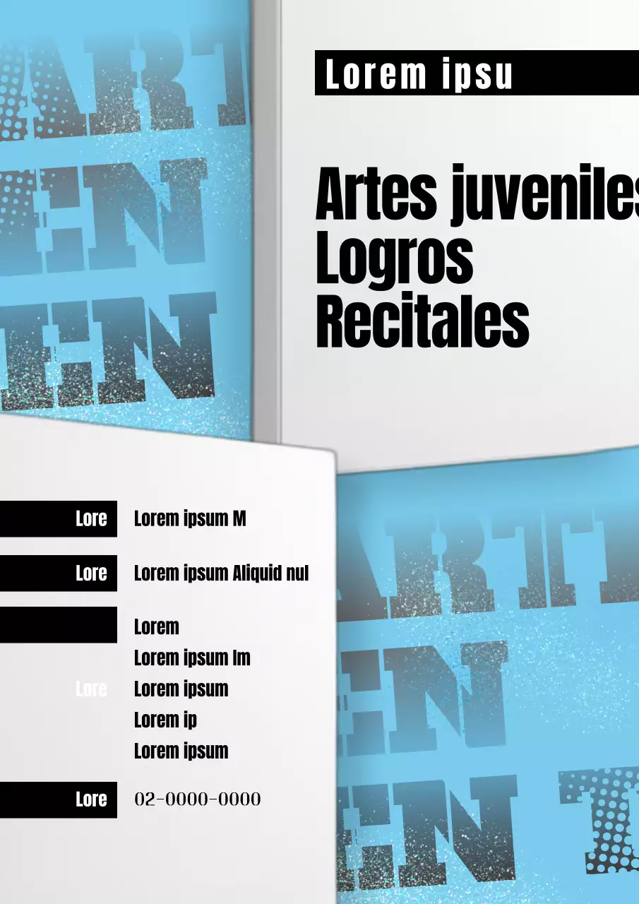 Promover una presentación de una actuación inspirada en el arte pop en negro y azul claro