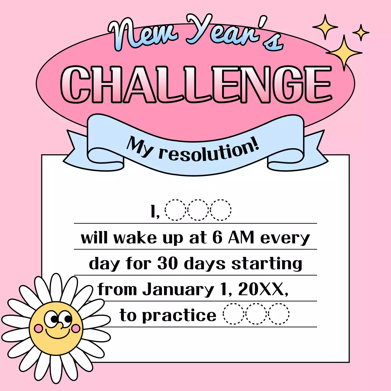 핑크 트렌디한 결심 플래너 소셜 미디어 게시물