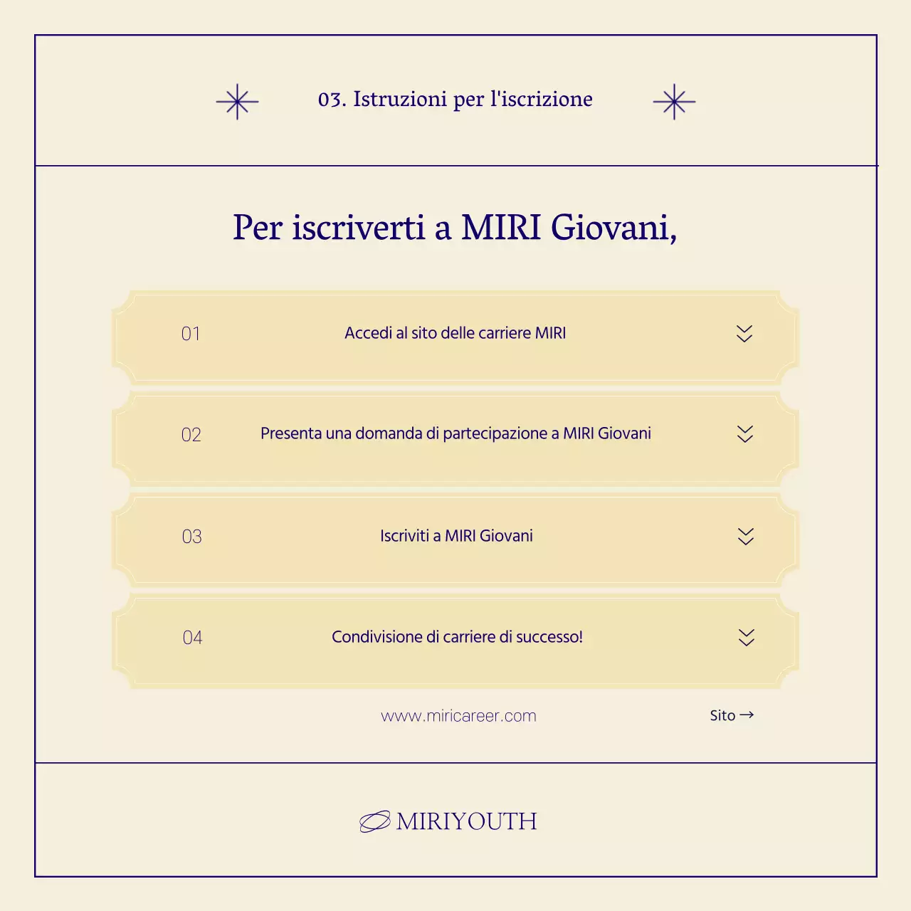 Un semplice posto di reclutamento per la comunità in blu navy e beige.