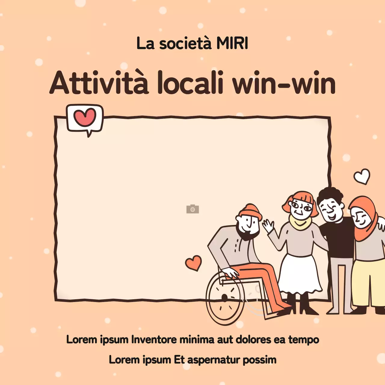 Promuovere le buone azioni della vostra azienda in arancione e giallo