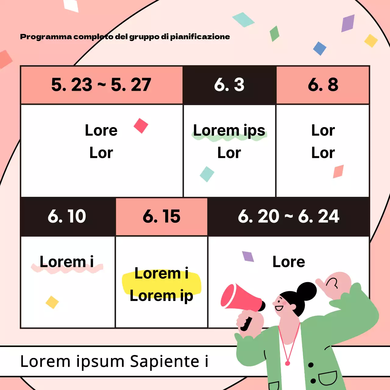 Promuovete il festival dei giovani con un tocco di giallo e rosa.