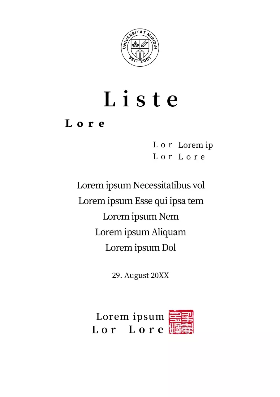 Formular für die Auflistung luxuriöser Universitäten