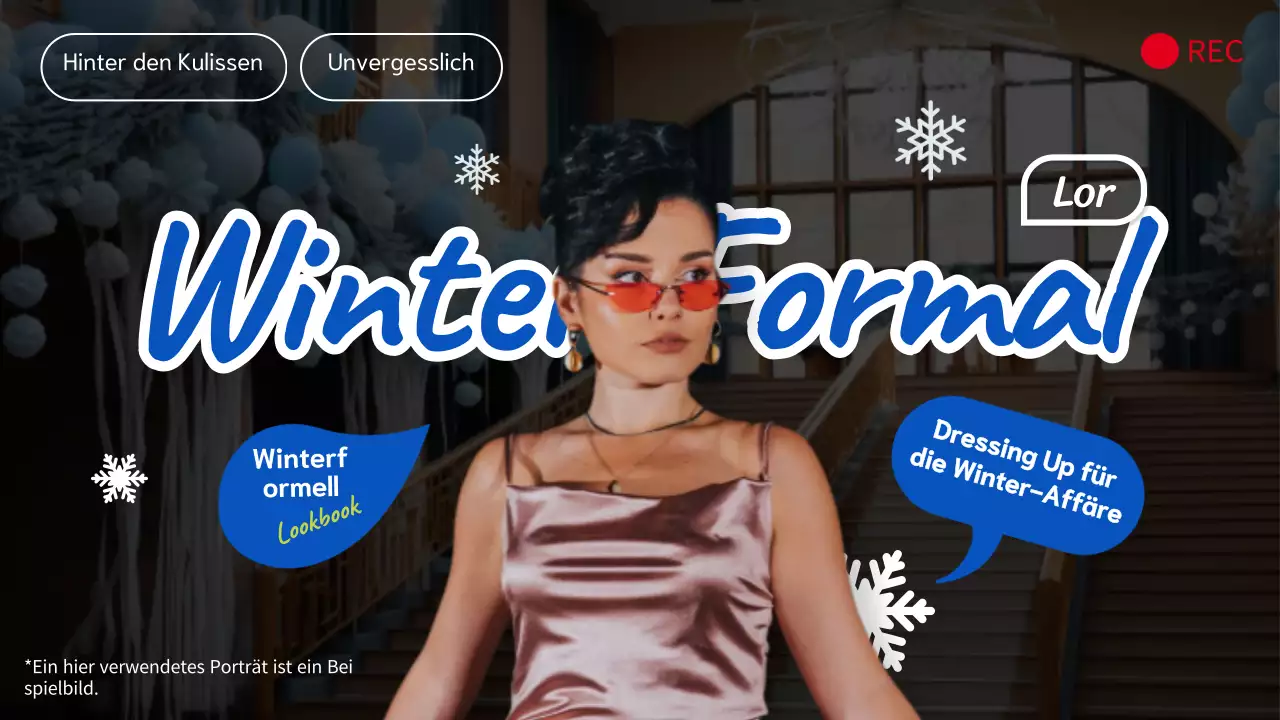 Elegantes Winterkleid in Blau und Schwarz