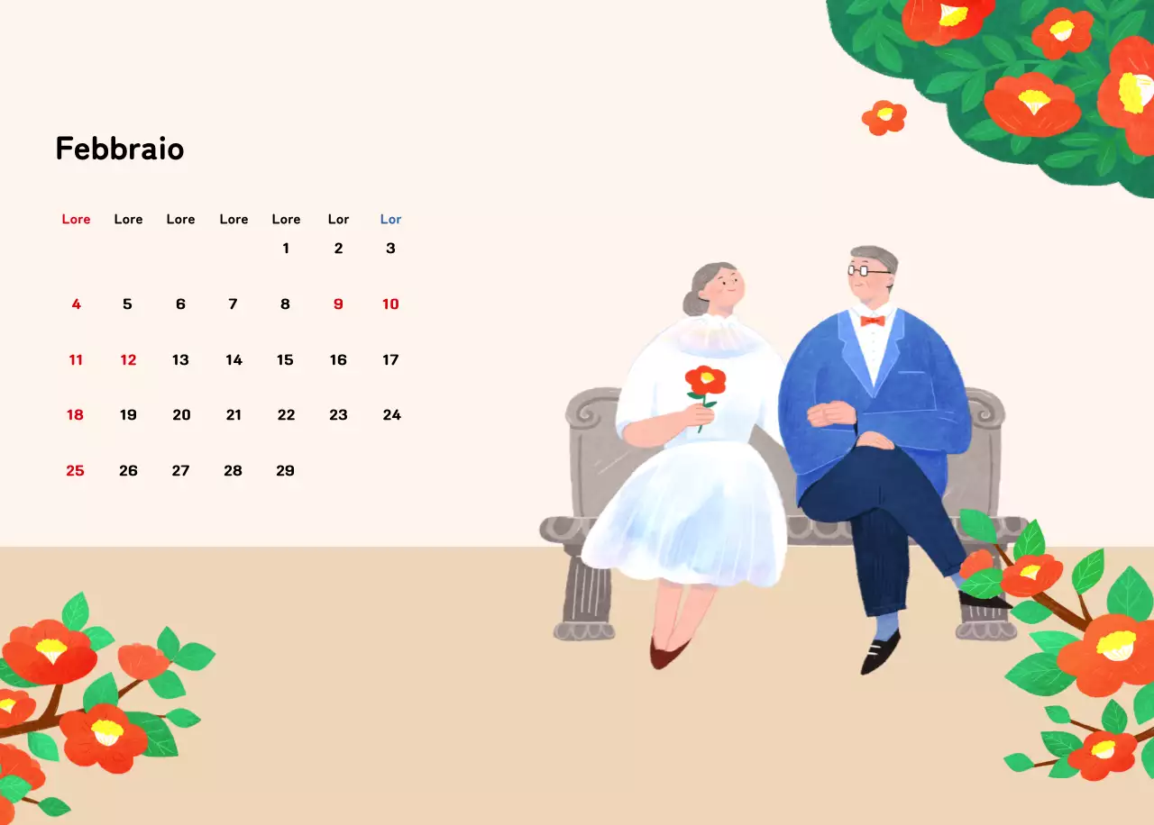 Un calendario di Capodanno caldo e illustrato