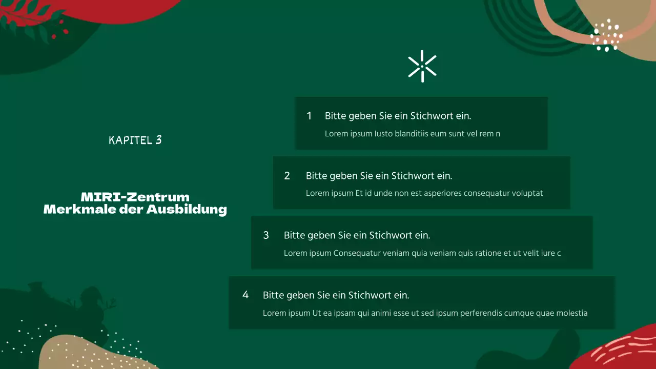 Leitfaden für die Ausbildung von Freiwilligen in roten und grünen geometrischen Mustern